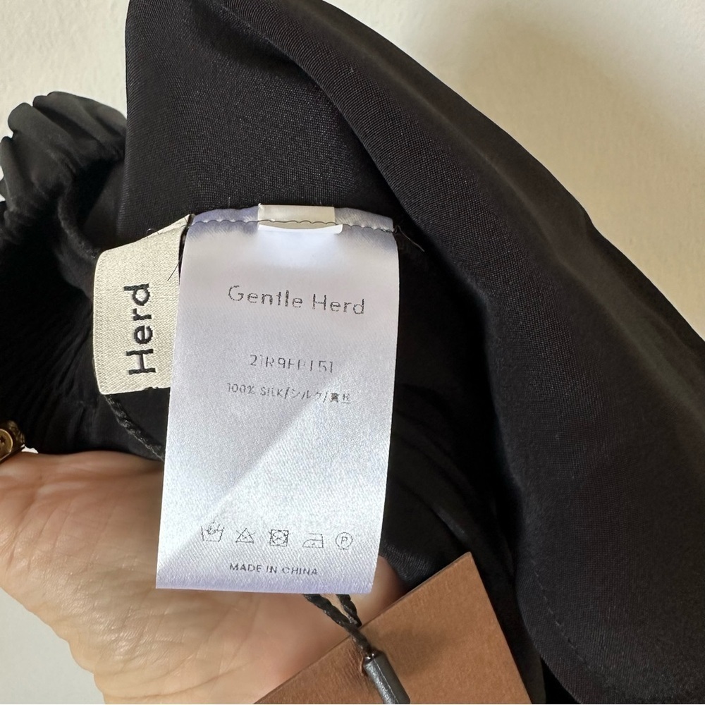Nwt Gentle Herd Black 100% Silk Wide Leg Cropped Pants Size Small — image 6 of 7